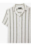 Men'S Khaki Stripe Viscose Linen Blend Shirt - 3