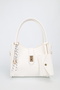 Women's White Charm and Wallet Detailed Three-Compartment Detachable Makeup Bag Hand and Shoulder Bag Lux
