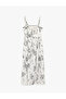 Women'S White Design Poplin Floral Dress - 2