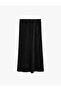 Women'S Black Textured Satin Skirt - 2