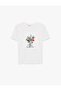 Women'S White Floral Printed T-Shirt