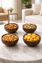 4 Pieces Coconut Bowl Jumbo Handmade Natural Salad and Snack Bowl Mat
