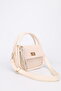 Women's Cream Gold Lock and Charm Detailed Adjustable Strap Shoulder and Crossbody Bag Mina - 2