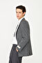 Gray Herringbone Patterned Blazer Jacket - 6