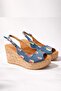 Women's Mushroom Blue Jeans 10 cm Wedge Heeled Mushroom Sole Open Front and Back Shoes - 5