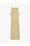 Women'S Beige Ruched Midi Dress - 2