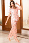 Satin Printed Button Down Shirt & Pyjama - 2