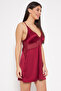 Chic Basic Padded Babydoll in Maroon - Satin - 4