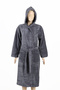 Hooded Dark Gray Women'S/Men's Unisex Home, Hotel, Spa, Bath Robe One Piece - 4