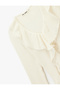 Women'S Ecru V Neck T-Shirt - 3