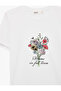 Women'S White Floral Printed T-Shirt - 3