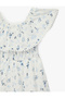 Girl'S Beige Design Floral Dress - 3
