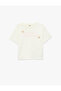 Girl'S Ecru Crew Neck T-Shirt