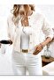 Diamond Pattern Buttoned Lace-Like Knit Crew Neck Mid-Length 100% Cotton Women's Cardigan - 4