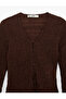 Women'S Brown V-Neck Cardigan - 5