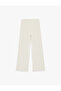 Women'S Ecru Wide Leg Trousers