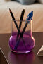 Minimalist Transparent Glass Pen Holder - Desktop Office Organizer (11X9 cm) - Lilac/Fuchsia - 3