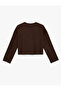 Women'S Brown Crew Neck Cardigan - 2