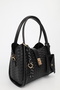 Women's Black Charm and Wallet Detailed Three-Compartment Detachable Makeup Bag Hand and Shoulder Bag Lux - 8
