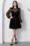 Crew Neck Layered Flocked Tulle Dress Ny3104 - 5