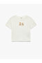 Baby Girl'S Ecru Printed T-Shirt
