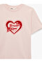 Women'S Pink Heart Print T-Shirt - 3