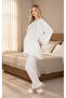 New Season Ecru Elegant Lace Embroidered Long Sleeve Design Maternity Pajama Set - 3