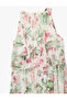 Women'S Pink Design Floral Chiffon Dress - 3