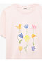 Women'S Pink Tulip Printed T-Shirt - 3