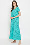 Feeding Pretty Florals Long Night Dress in Sea Green- Rayon - 3