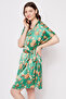 2 Pc Set in Green - Floral Print Short Night Dress & Robe - Satin - 4