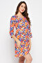 Abstract Print Short Nighty in Multicolour - 100% Cotton - 3