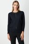 Women's Half Sleeve Collar and Front Stoned Black Sweater 65397