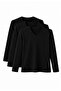 Men's Black 3-Piece V-Neck Paumk Lycra Single Jersey T-Shirt-D236-3