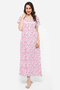 Pretty Florals Long Night Dress in White - 100% Cotton - 2