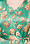 2 Pc Set in Green - Floral Print Short Night Dress & Robe - Satin - 6