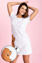 Printed Short Night Dress in Light Grey - 100% Cotton