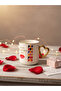 Porcelain Mug with Gold Handle and Heart Figure, Mother's Day Gift