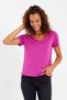 Women's Modal Fabric V-Neck Piece T-shirt Fuchsia - 3