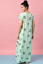 Leaf Print Long Nighty in Light Green - Rayon - 4