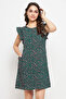 Animal Print Long Sleep Tee in Green - Rayon