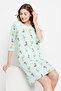 Dinosaur Print Short Nighty in Baby Blue - 100% Cotton