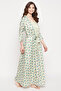 Chic Basic Long Night Dress & Pretty Florals Robe in Sage Green - Satin - 3