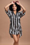 Sassy Stripes Short Night Dress in Black & White- Satin