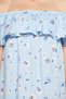Pretty Florals Resortwear Bardot Dress in Baby Blue - Crepe - 6