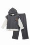 Girls' Three-Piece Hooded Knitted Vest Blouse and Pants Set (Ages 7-10) - 4