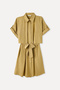 Women's Beige Color Lyocell Blend Tie-Waist Mini Shirt Dress