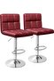 Homall Modern Swivel Bar Stools Set of 2, Adjustable Height PU Leather Counter Stools - Wine Red