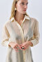 Women's Yellow Lyocell Blend Oversize Long Sleeve Shirt - 3