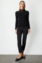 Women's Half Fisherman Thin Knitted Black Sweater 60346 - 4